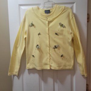 LasOlas Women's 2 Piece Yellow 100% Combed Cotton Top with Yellow Bees  Sz S